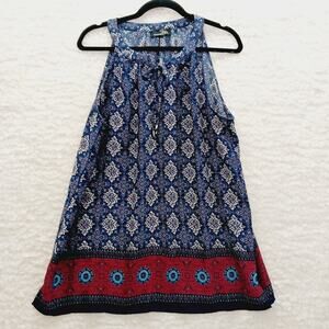 Blouse Size L Navy Floral Swing Boho Festival Going-Out Travel Resort Vacation